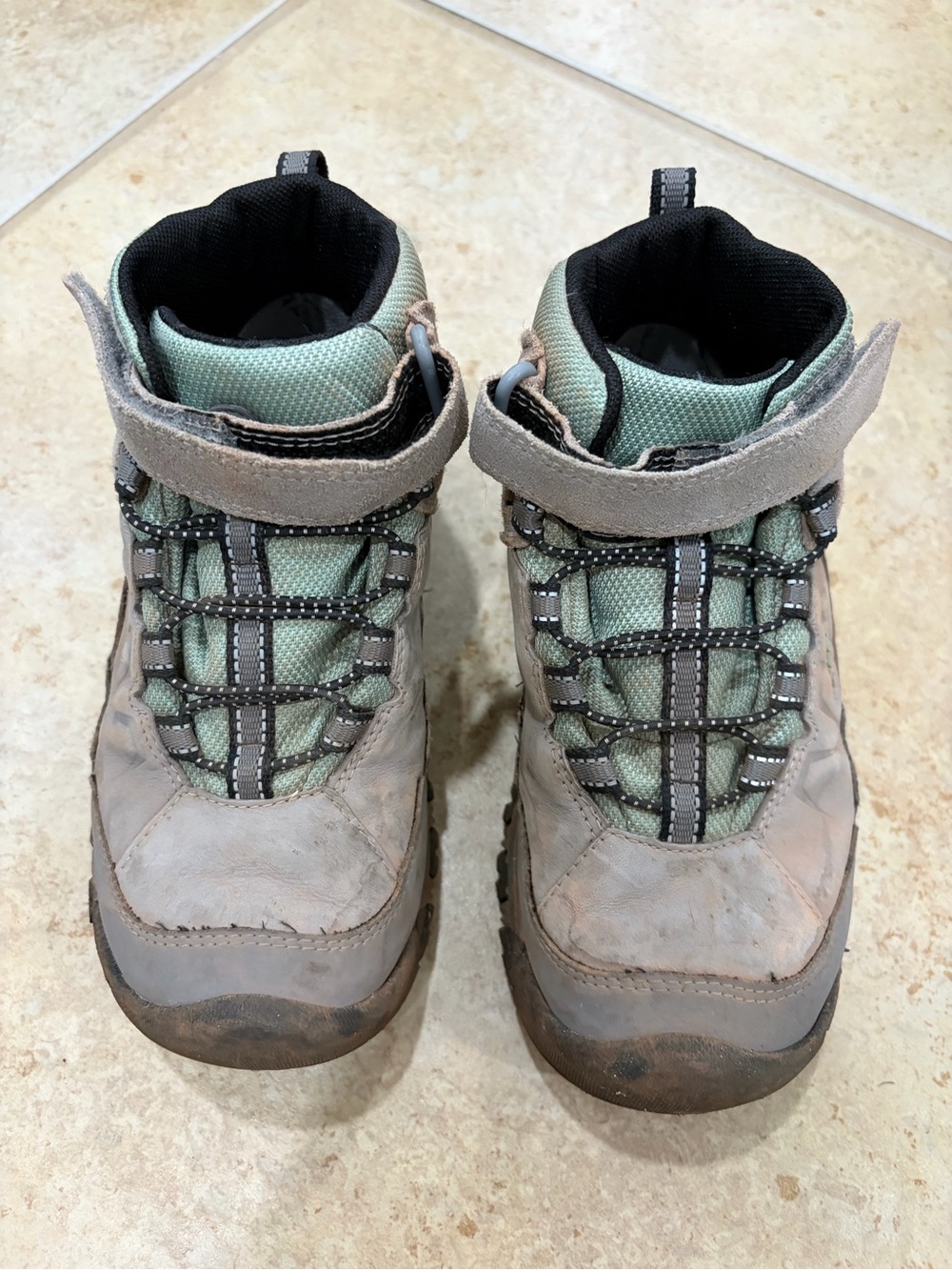 Keen Kids Sage Green and Gray Hiking Boots
